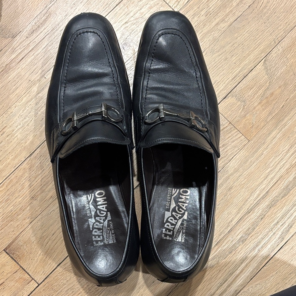 Salvatore Ferragamo Men's Black Leather Slip-Ons